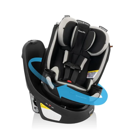 Evenflo Revolve360 Slim 2-en-1 Asiento rotacional para auto con cubierta de limpieza rápida (Negro Salem)