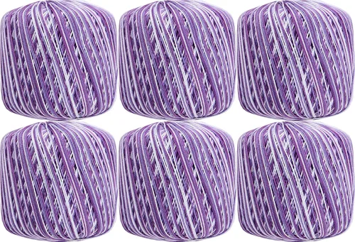 Vista 39 de Threadart Hilo de ganchillo multicolor 100% algodón puro - Azul mezclilla abigarrado - Talla 3 - Color 49