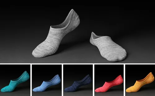 Vista 4 de IDEGG - Calcetines deportivos de algodón de corte bajo con agarre antideslizante para hombres
