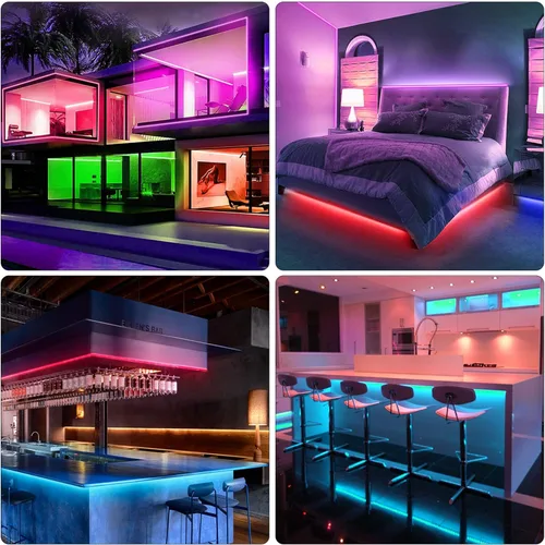 Vista 6 de KEELIXIN Luces LED con Sincronización de Música Tira de Luces LED RGB con APP y Control Remoto (50 pies)
