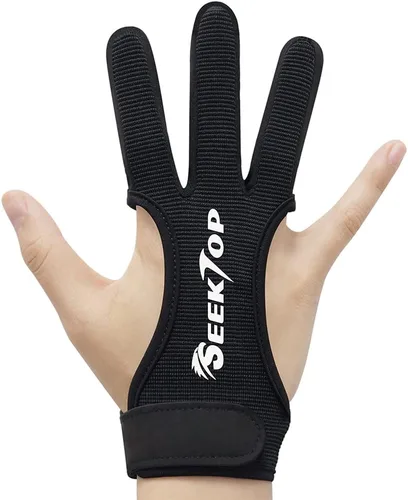 Seektop Guantes de tiro con arco para caza de cuero, protector de tres dedos para jóvenes y adultos principiantes