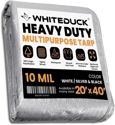 Vista 46 de WHITEDUCK Lona de polietileno súper resistente de 16 mil de grosor, 12 x 16 pies, impermeable, 100% resistente a los rayos UV, a prueba de Azul- 16