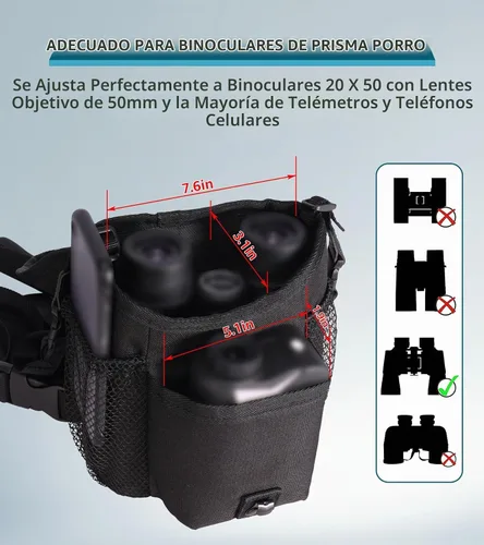 Vista 3 de GAIARENA - Arnés de binocular, impermeable, con bolsa de telémetro para binoculares de 20 x 50, arnés de pecho binocular ajustable para caza
