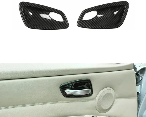 x xotic tech Cubierta interior para manija de puerta, patrón de fibra de carbono, compatible con BMW E92 E93 335i M3 Coupe Convertible 2007-2013, 2