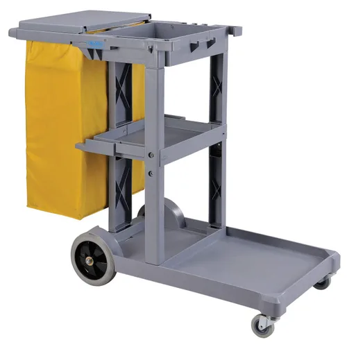 Vista 2 de Global Industrial Carrito de conserje gris con bolsa de vinilo de 25 galones