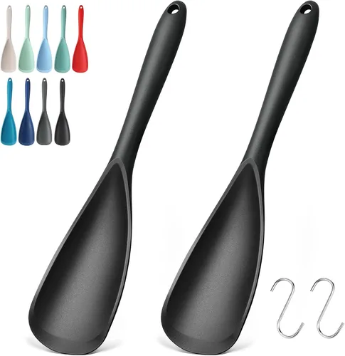 Vista 13 de Paquete de 2 espátulas de silicona para utensilios de cocina antiadherentes 2 paquete caqui