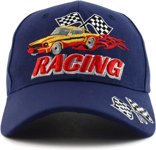 Vista 17 de Trendy Apparel Shop Gorra de béisbol con bandera de carreras bordada en 3D