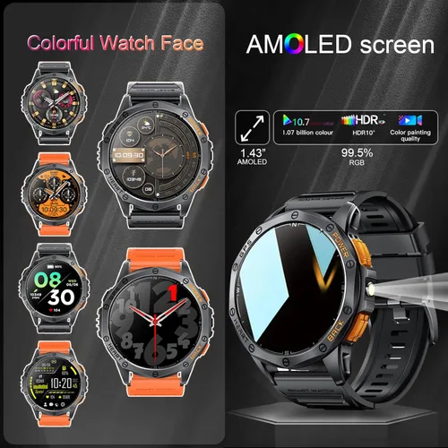 Vista 7 de Relojes inteligentes militares con GPS integrado, más de 170 modos deportivos para hombres con linterna, reloj inteligente para teléfonos Android
