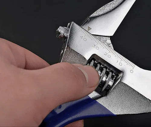 Vista 4 de Llave inglesa ajustable rechoncha de apertura ancha con mango corto de acero al cromo vanadio de 4 pulgadas forjado