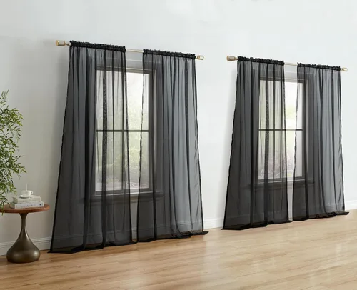 Vista 23 de HLC.ME Paneles de cortina de gasa transparente color taupe antiguo para ventanas pequeñas, cocina, sala de estar y dormitorio