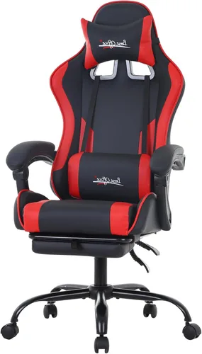 Vista 8 de PayLessHere Silla ergonómica de escritorio de carreras, silla de computadora, silla de juegos con reposapiés, soporte lumbar, reposacabezas y Azul