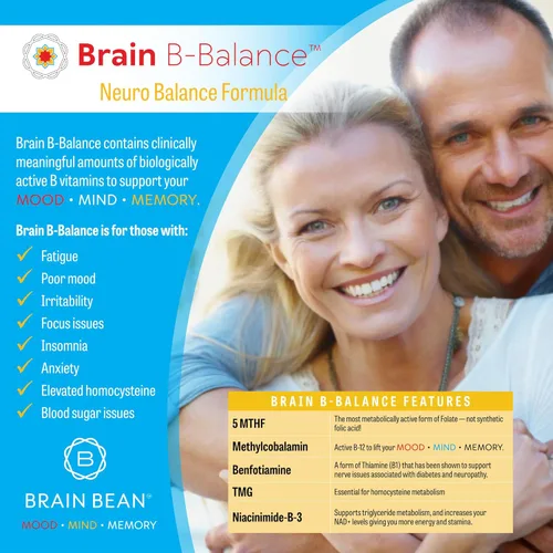 Vista 6 de Brain B Balance: Multivitamínico metilado - Fórmula neurobalance del complejo B metilado - Metilfolato apoya el estado de ánimo.Mind.Memory - 60