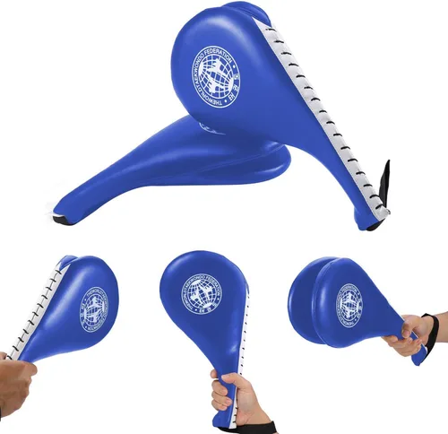 Vista 6 de Yosoo Paquete de 2 almohadillas duraderas para Taekwondo, para entrenamiento de kickboxing para Tae Kwon Do Karate (azul)