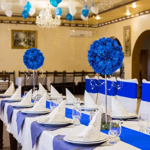 Vista 5 de BLOSMON Hydrangea Artificial Flowers Ball Centerpieces for Wedding, 6 Pcs Borgoña