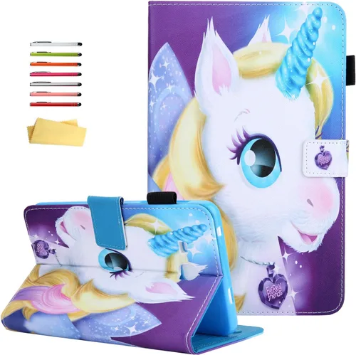 Vista 15 de Funda para Samsung Galaxy Tab A 7.0 pulgadas Tablet 2016 SM-T280/T285, con soporte para lápiz, ranuras para tarjetas, cuero sintético, soporte