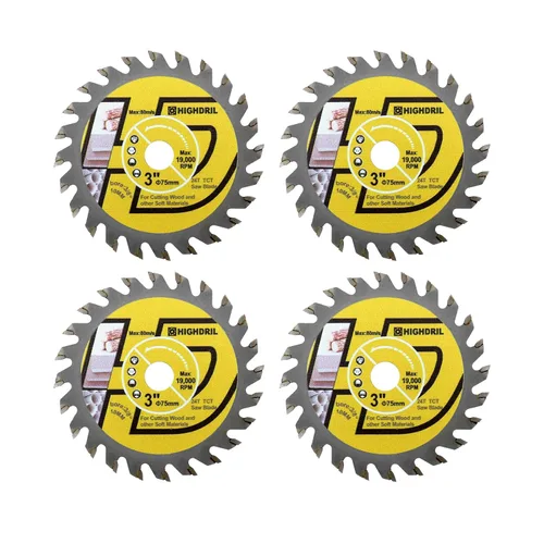 Vista 17 de HIGHDRIL Juego de hojas de sierra circular de 3 "2.953 in, 4 piezas, disco de corte de diamante/HSS/carburo para amoladora angular, azulejos