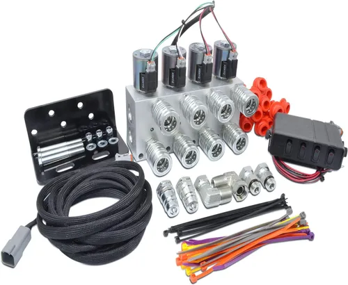 Summit Hydraulics Kit multiplicador hidráulico, válvula selectora de 4 circuitos incluyendo acopladores y control de caja de interruptores