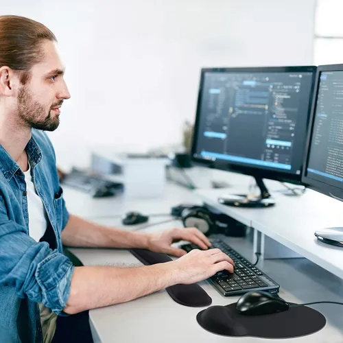 Vista 6 de KTRIO Reposamuñecas ergonómico para teclado y alfombrilla para mouse con reposamuñecas, soporte de muñeca de espuma viscoelástica para escribir