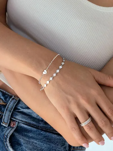 Vista 8 de Silvora Pulseras de plata de ley 925 con inicial de corazón A-Z, pulseras de letras de la A a la Z, pulsera delicada para mujer