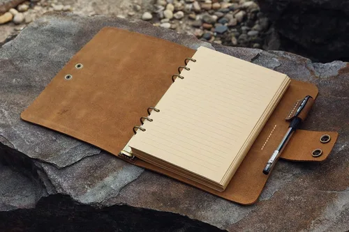 Vista 3 de Vintage retro A5 leather ring binder notebook cover/personalized leather refillable refill diary journal sketchbook - NA505WS