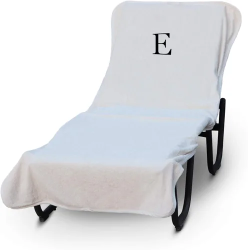 Vista 137 de Funda de lujo para tumbona de piscina con monograma de Hotel y Spa, bordado con letras en bloque - Extra absorbente 100% algodón turco - Rizo suave