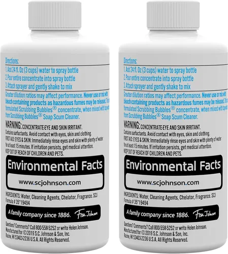 Vista 3 de Scrubbing Bubbles Limpiador concentrado de baño multisuperficie, dos botellas de repuesto concentradas de 2.9 onzas