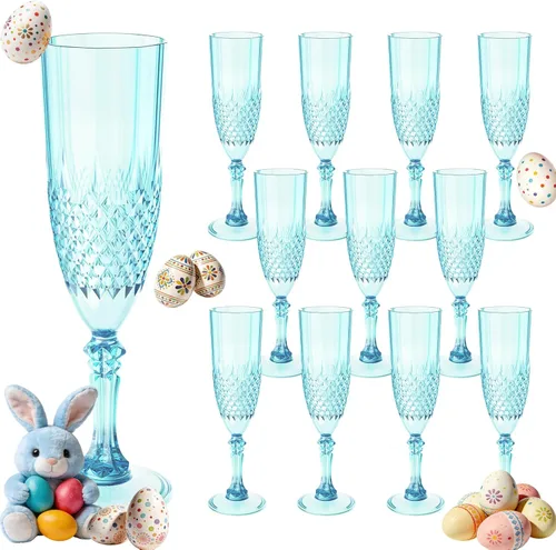 Vista 28 de Copas de champán de plástico, 12 copas de vino de plástico ámbar, inastillables, reutilizables, para bodas, despedidas de soltero, brindis y eventos