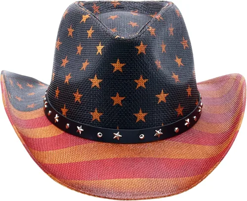 Vista 2 de Retro Rodeo Wild Cowboy Hat - Sombrero de vaquero unisex del oeste para hombre y mujer