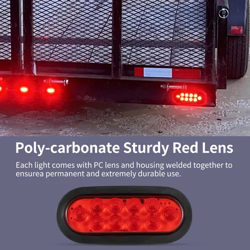 Vista 3 de Kit de luces LED ovaladas de 6" para remolque, 4 piezas de luces traseras impermeables de parada/giro/freno con 10 marcadores LED para camión, RV