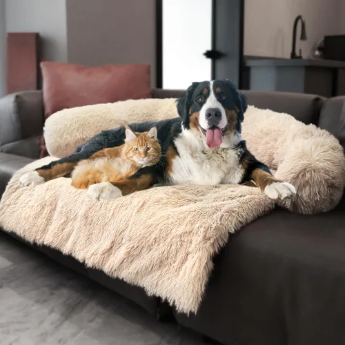 Vista 32 de Alfombrillas para Camas Tranquilas para Perros/Gatos, Almohadón Lavable y Extraíble para Perros, Funda de Sofá de Peluche de Pelo Largo