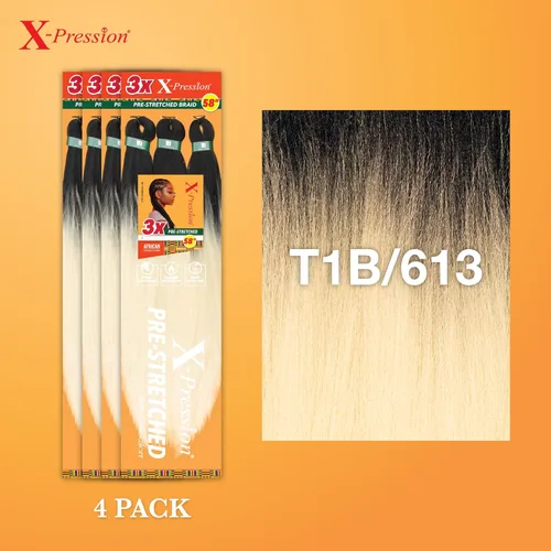 Vista 176 de Sensationnel X-Pression - Trenzas prestiradas, 3 unidades, 58 pulgadas, paquete de 1 unidad, 1B