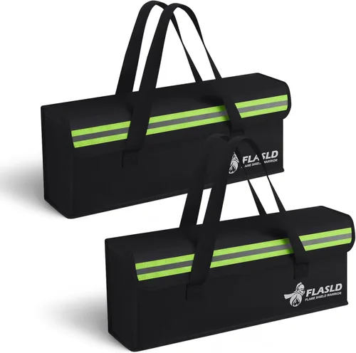 Vista 11 de FLASLD Large Fireproof Lipo Bag for 100Ah Lithium Battery Storage and Charging, 14 x 7.8 x 9.5in Waterproof Box for Documents and Valuables