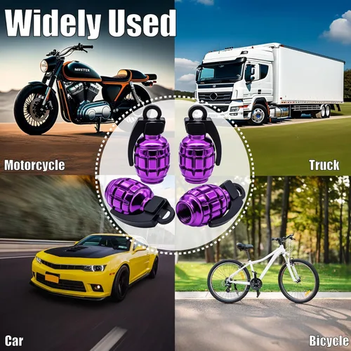 Vista 71 de 4 tapas de válvula de neumático, cubiertas universales de válvula de neumático de aleación de aluminio para automóviles, camiones, SUV, Negro