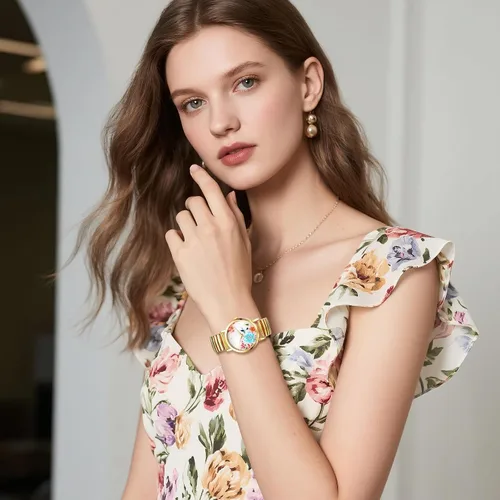 Vista 4 de Avaner Relojes de banda elástica para mujer: correa elástica para mujer, cara grande, estilo bohemio, floral, cuarzo, fácil de leer, brazalete