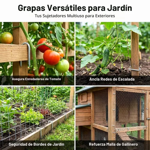 Vista 7 de Sukh 210 grapas de valla en U - Clavos resistentes para cercas de alambre Sujetadores en forma de U de acero al carbono, clavos en forma de U