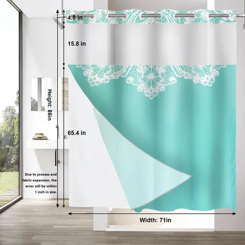 Vista 506 de Shrahala Father and Child Embracing No Hooks Shower Curtain with Snap in Liner Set, Tender Moment Captured Bathroom Décor Polyester Fiber Waterproof