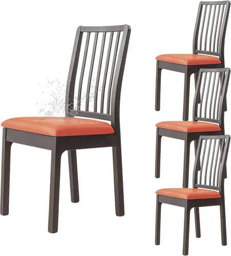 Vista 24 de Dimatic Juego de 2 fundas de asiento para silla, de piel sintética, impermeables, fundas elásticas para sillas de comedor, fundas protectoras