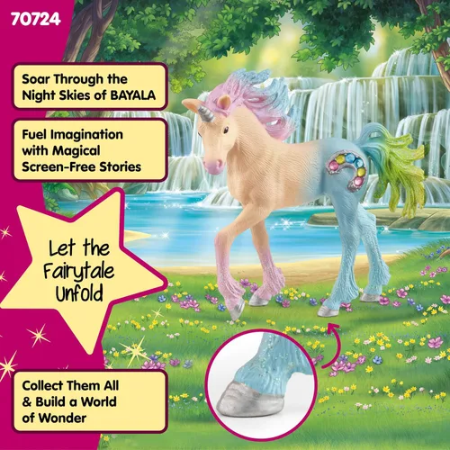 Vista 2 de Schleich bayala, Juguetes de unicornio para niñas y niños, potro de unicornio de malvavisco con gemas, rosa