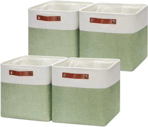 HNZIGE Juego de 4 cubos de almacenamiento de tela, contenedores decorativos de 12 x 12 para estante, canastas para juguetes y juguetes para perros