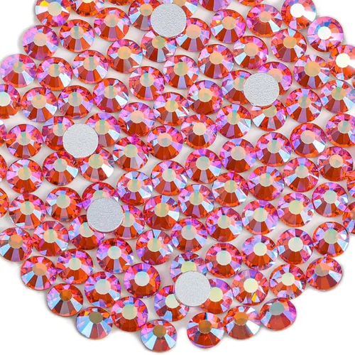 Vista 39 de Beadsland 288 diamantes de imitación de cristal con parte trasera plana, gemas redondas para arte de uñas y manualidades, pegamento, topacio, SS30