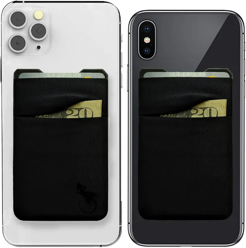 Doble bolsillo - Soporte adhesivo para tarjetas - Bolsa para teléfono celular - Bolsillo de licra - Lleva tarjetas de crédito y dinero en efectivo