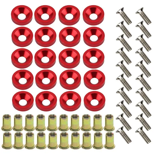 Vista 4 de Kit de 20 piezas para vestir motor: arandelas de aluminio, pernos y tuercas de remache (negro)