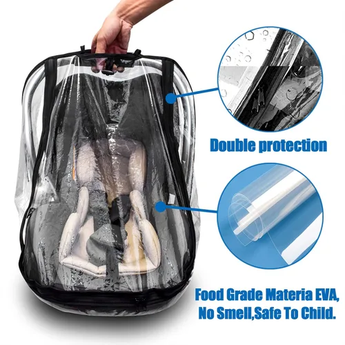 Vista 5 de Cubierta de lluvia para asiento de automóvil, EVA de grado alimenticio, lluvia universal para asiento de automóvil, impermeable, protección contra