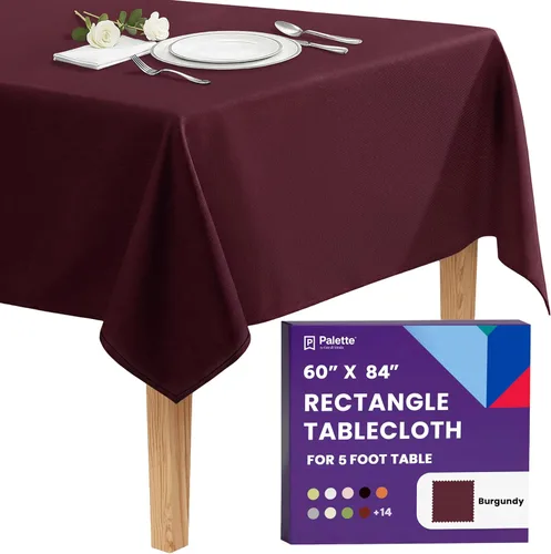 Vista 98 de Gee Di Moda - Mantel rectangular de 60 x 84 pulgadas – Mantel rectangular de poliéster lavable para mesa de 5 pies