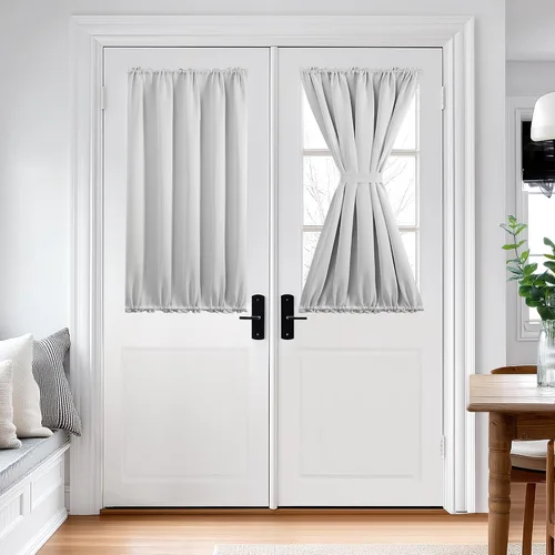 Vista 52 de Deconovo - Cortinas opacas para puerta francesa para ventana de puerta Gris oscuro