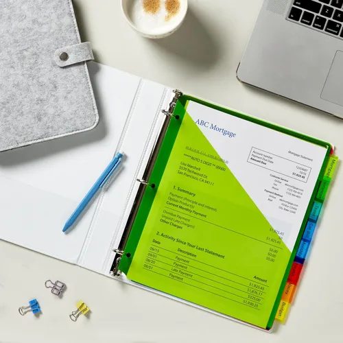 Vista 9 de Separadores Avery de plástico insertables con pestañas, 8 pestañas multicolores, none