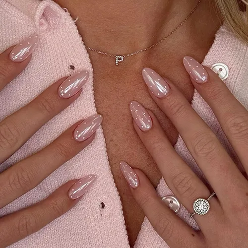 Vista 7 de Uñas postizas a presión, uñas postizas medianas con diseño de almendra, 24 A-1