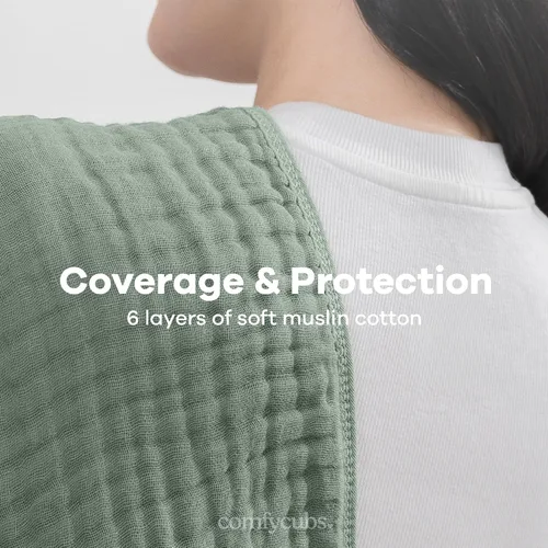Vista 5 de Comfy Cubs - Juego de paños de muselina para eructos de 20 x 10 pulgadas, paquete de 10, tamaño grande, 6 capas, 100% algodón, absorbentes, seguros