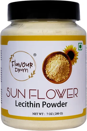Flavour Drum Lecitina en polvo de girasol (7 onzas/7.05 oz) | Emulsionante natural sin OMG para una textura suave en hornear y bebidas