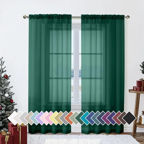 Vista 125 de Aiyufeng 2 paneles de cenefa transparente negra de 14 pulgadas de largo, cortinas cortas para dormitorio, cortinas de cocina para ventana pequeña